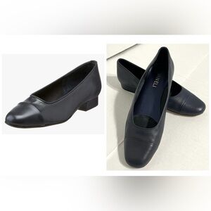 VANELI Women's Navy Leather Flats Ballet Flats Casual Nappa leather upper